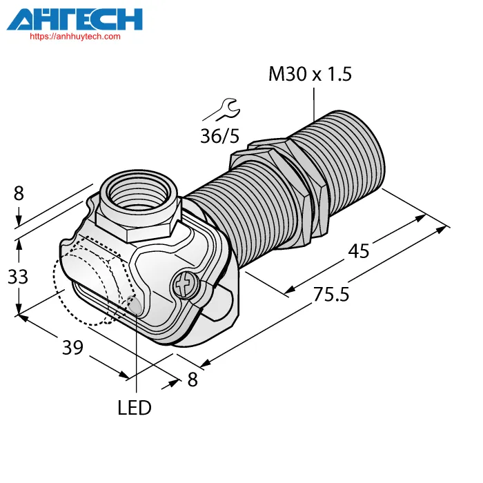Inductive Sensor Turck bi10-em30wdtc-y1x