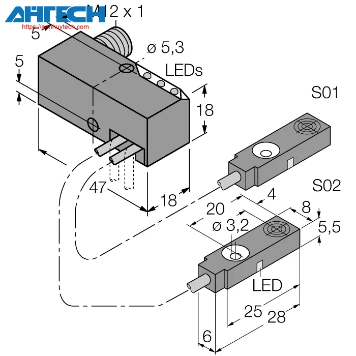 Inductive Sensor Turck bi2-q55-027-bs-2ap6x3-h1141-s34