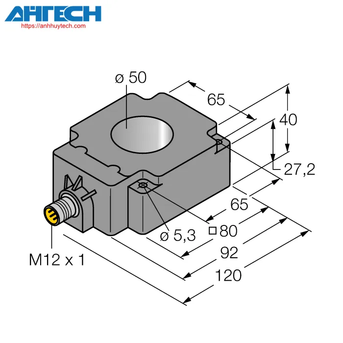 Inductive Sensor Turck bi50r-q80-2lu-h1141-s950