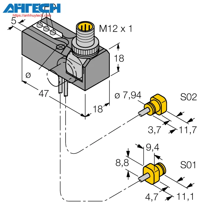 Cảm biến cảm ứng Turck ni2-k08q-0095-011-bds-2ap6x3-h1141-s34