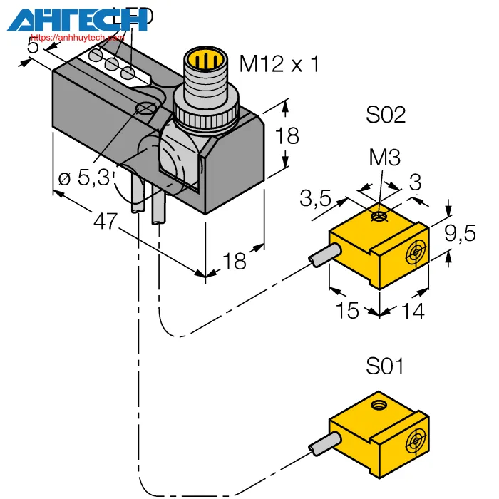 Inductive Sensor Turck ni2-q95-01-bds-2ap6x3-h1141-s34